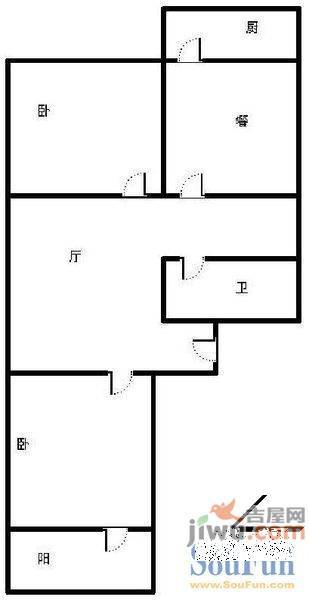 济大路邮电宿舍3室1厅1卫88㎡户型图