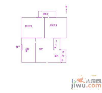 济大路邮电宿舍3室1厅1卫88㎡户型图