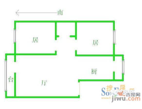 学士苑2室1厅1卫户型图