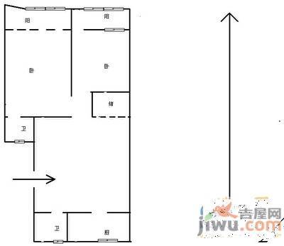 公安局宿舍（顺河街）2室2厅1卫户型图