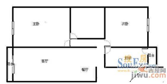 公安局宿舍（顺河街）2室2厅1卫户型图