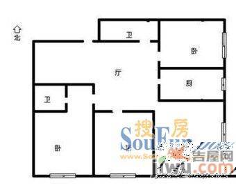 土屋路广电局宿舍3室2厅2卫133㎡户型图