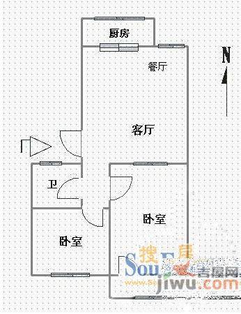 省体育宿舍2室1厅1卫户型图