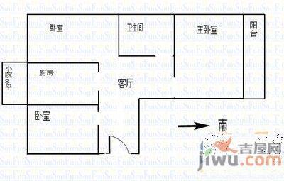 经六纬四单位宿舍2室1厅1卫46㎡户型图