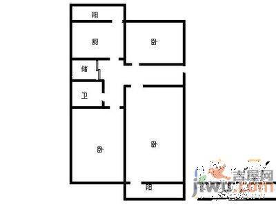 经六纬四单位宿舍2室1厅1卫46㎡户型图