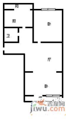 经六纬四单位宿舍2室1厅1卫46㎡户型图