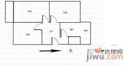 经六纬四单位宿舍2室1厅1卫46㎡户型图