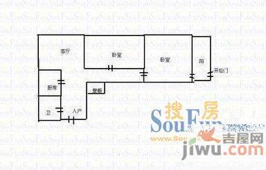 经二纬四单位宿舍2室1厅1卫户型图