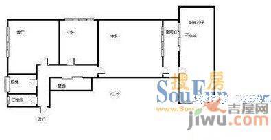 经二纬四单位宿舍2室1厅1卫户型图