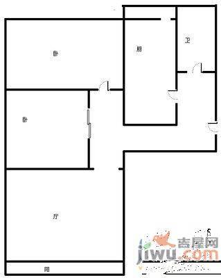 经七路市中段宿舍2室2厅1卫户型图