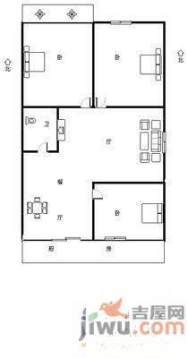 刘长山公安局宿舍3室2厅1卫125㎡户型图