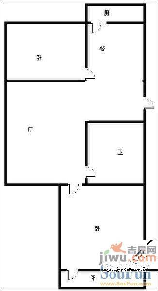 泺安花园2室1厅1卫户型图