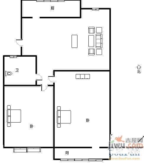 泺安花园2室1厅1卫户型图