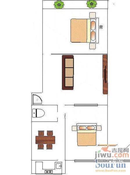 泺安花园2室1厅1卫户型图