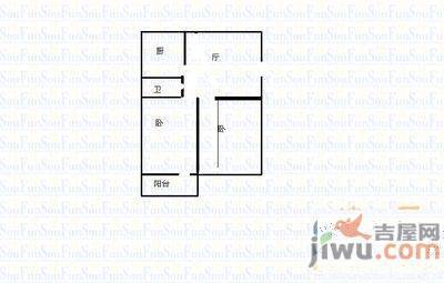 轻骑单位宿舍2室1厅1卫61㎡户型图