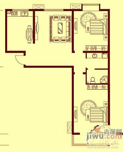 世佳戎居2室2厅1卫104.1㎡户型图