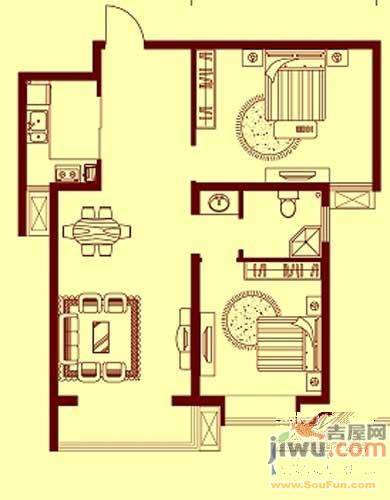 世佳戎居2室2厅1卫89.7㎡户型图