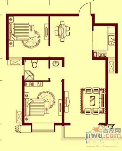 世佳戎居2室2厅1卫89.7㎡户型图