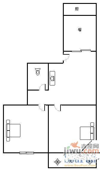 邮电医院宿舍2室1厅1卫户型图