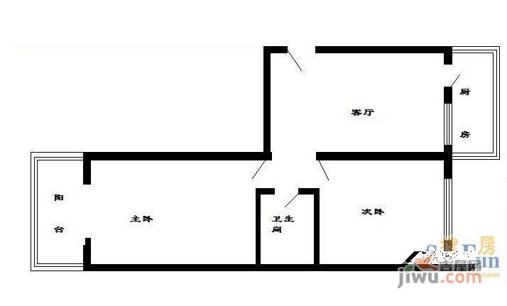 邮电医院宿舍2室1厅1卫户型图