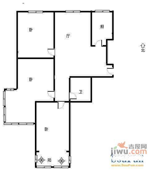 金联居3室2厅1卫户型图