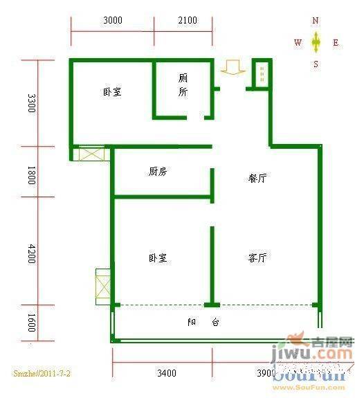 金联居3室2厅1卫户型图