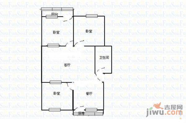 西城新苑2室2厅1卫67㎡户型图