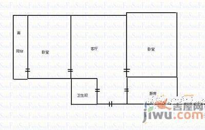 西城新苑2室2厅1卫67㎡户型图