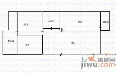 西城新苑2室2厅1卫67㎡户型图