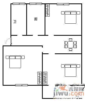 英雄山路区委宿舍3室2厅1卫117㎡户型图