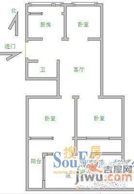 文苑花园3室2厅1卫106㎡户型图