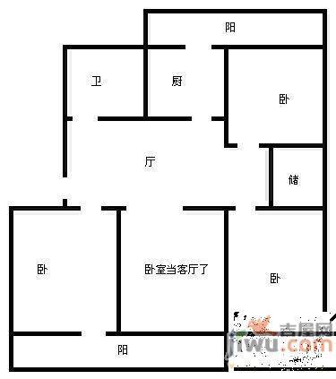 二七新村街道办事处宿舍2室2厅1卫户型图