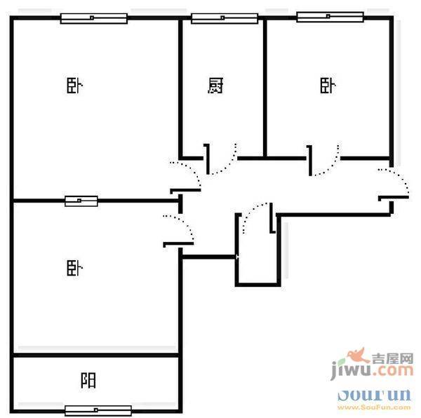 二七新村街道办事处宿舍2室2厅1卫户型图