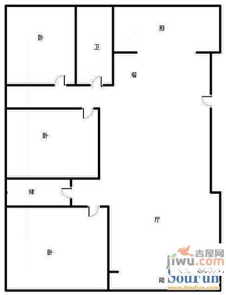 戎秀苑3室2厅1卫户型图