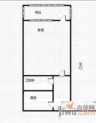 三里庄宿舍2室1厅1卫59㎡户型图