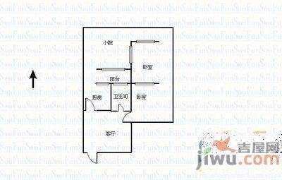 济南十四中宿舍2室2厅1卫89㎡户型图