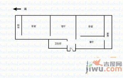 济南十四中宿舍2室2厅1卫89㎡户型图