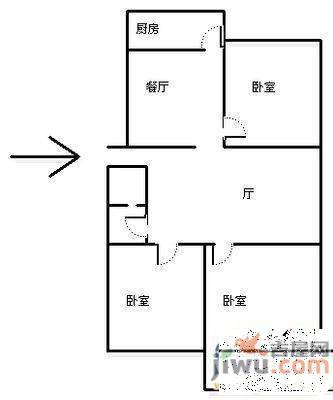 公安厅宿舍(玉函路)3室1厅1卫88㎡户型图