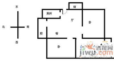 公安厅宿舍(玉函路)3室1厅1卫88㎡户型图