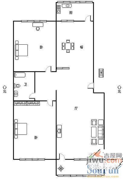 英雄山路公安局宿舍3室2厅1卫户型图