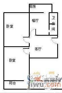 玉函路西藏中学宿舍2室1厅1卫65㎡户型图