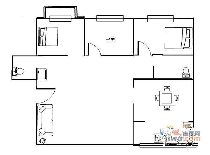 分水岭小区3室2厅2卫户型图