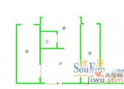 林业局单位宿舍2室1厅1卫户型图