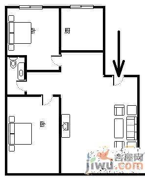 明福苑2室1厅1卫82㎡户型图