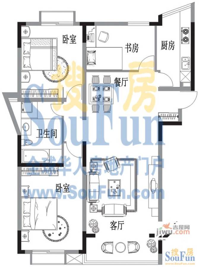 大地华园普通住宅129.2㎡户型图