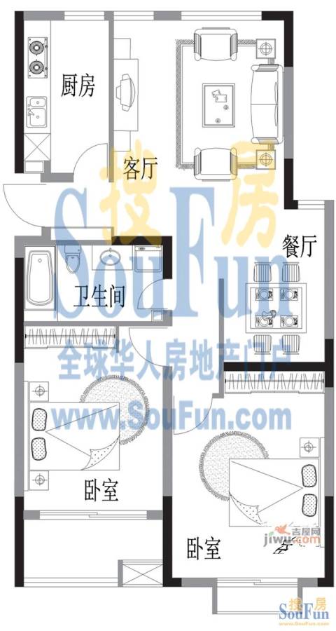 大地华园普通住宅129.2㎡户型图