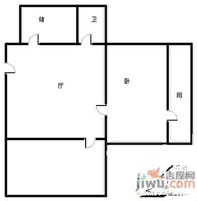 顺河街新区2室1厅1卫75㎡户型图