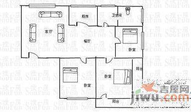 省职业病防治院宿舍3室2厅1卫户型图