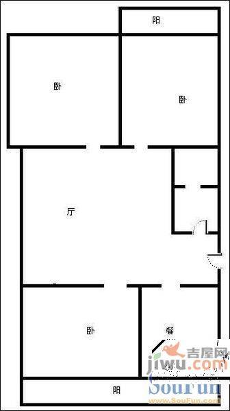 六合里2室1厅1卫78㎡户型图