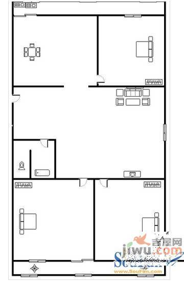 六合里2室1厅1卫78㎡户型图